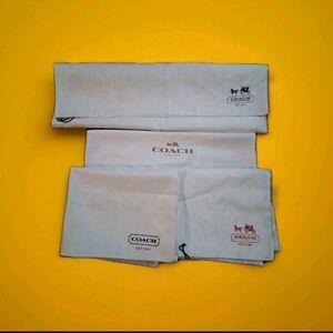 4xCoach white satin dust bags XL,L,M for purse storage. Drawstring. Like new.